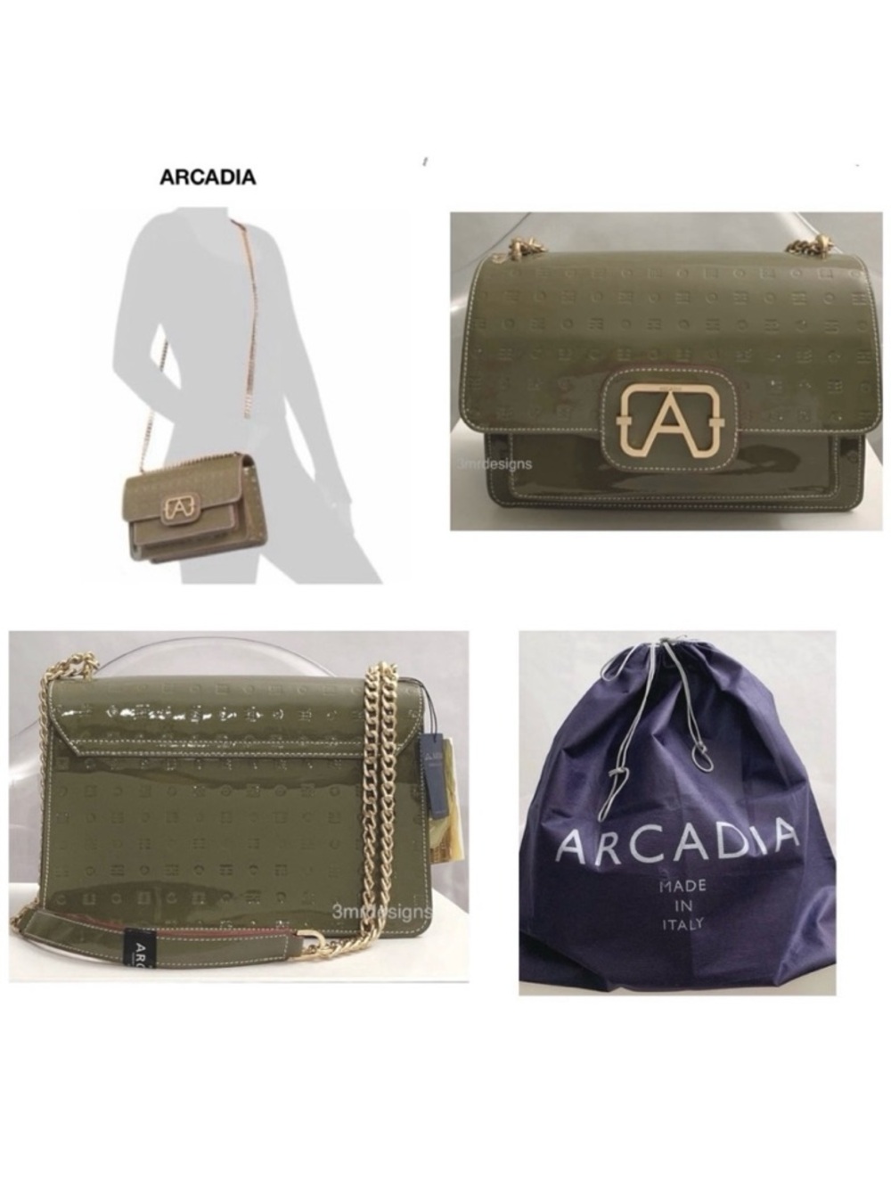 NWT ARCADIA Vegetale Genuine Patent Leather Purse/Crossbody Bag